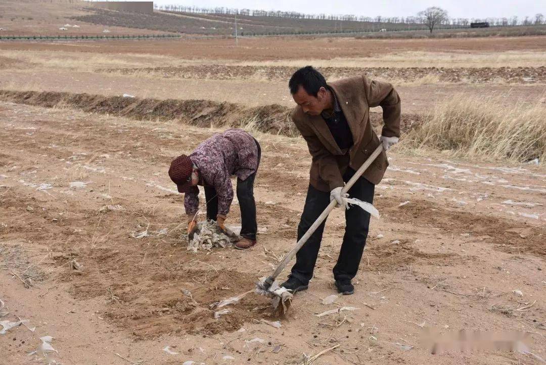 a farmer is collecting waste films