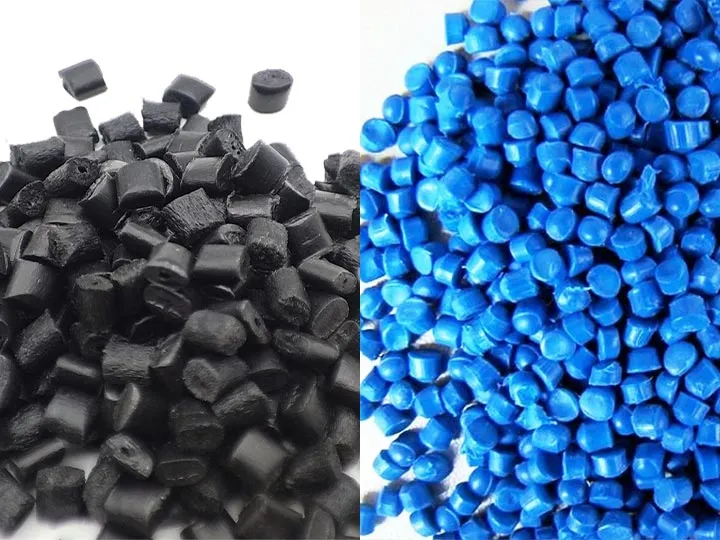 Pellets de plástico negro y azul de alta calidad.